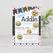 Doodle Emoji Roze & Blauwe Tween Verjaardag Kaart (Staand voorkant)