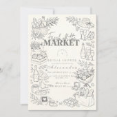 Doodle Farm Market Bruidsfeest Kaart (Voorkant)