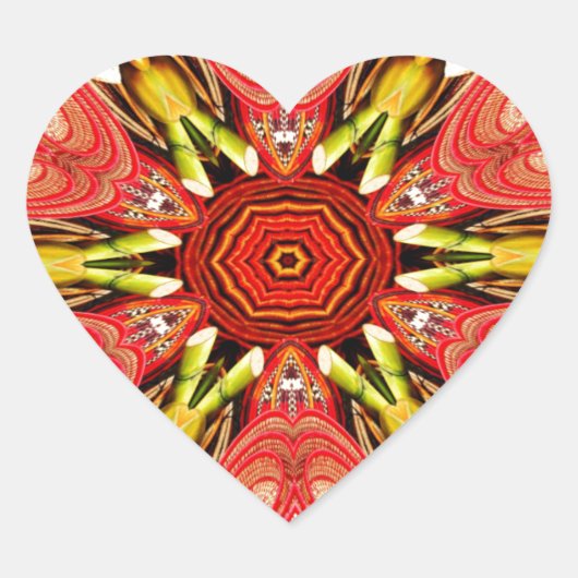 Doodle Floral Art Print Hart Sticker (Voorkant)