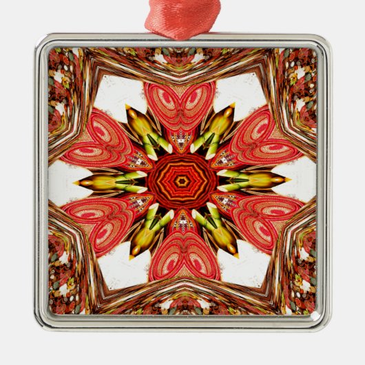 Doodle Floral Art Print Metalen Ornament (Voorkant)