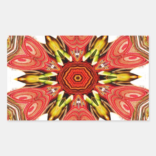 Doodle Floral Art Print Rechthoekige Sticker (Voorkant)