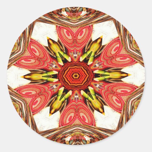 Doodle Floral Art Print Ronde Sticker (Voorkant)