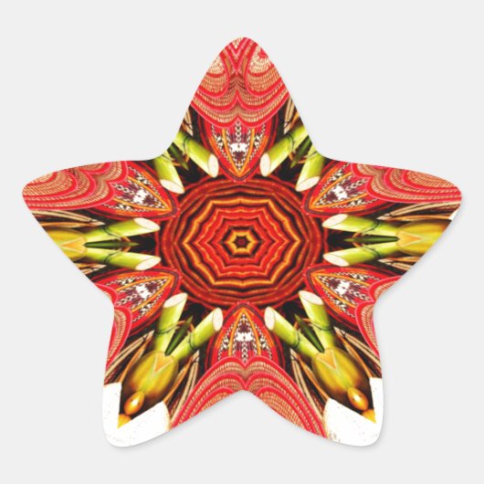 Doodle Floral Art Print Ster Sticker (Voorkant)
