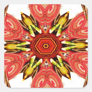 Doodle Floral Art Print Vierkante Sticker