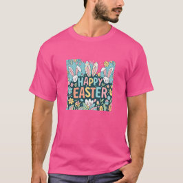 Doodle Floral Happy Easter Bunnies Mannen T-shirt