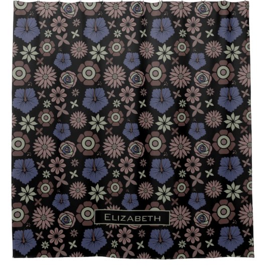 Doodle floral naadloos patroon gepersonaliseerde n douchegordijn (Voorkant)