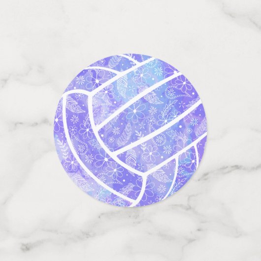 Doodle floral paars volleybal confetti (Kleine voorkant)