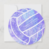 Doodle floral paars volleybal kaart (Voorkant)
