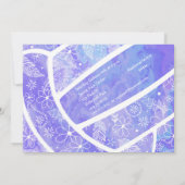 Doodle floral  paars volleybal kaart (Achterkant)