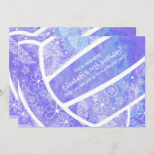 Doodle floral  paars volleybal kaart (Voorkant / Achterkant)