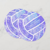 Doodle floral paars volleybal kaart (Voorkant / Achterkant)