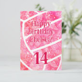 Doodle floral paisleys roze volleybal verjaardag kaart (Staand voorkant)