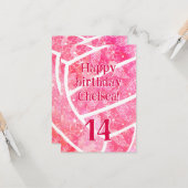 Doodle floral paisleys roze volleybal verjaardag kaart (Voorkant / Achterkant in situ)