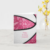 doodle floral roze witte girale basketbal verjaard kaart (Gele Bloem)