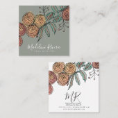 Doodle Florals Wreath Sprigs Greenery Designer Vierkante Visitekaartje (Voorkant / Achterkant)