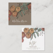 Doodle Florals Wreath Sprigs Greenery Designer Vierkante Visitekaartje (Voorkant / Achterkant)