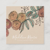 Doodle Florals Wreath Sprigs Greenery Designer Vierkante Visitekaartje (Voorkant)