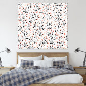 Doodle Flowers: Coral Bloemen Naadloos. Canvas Afdruk (Insitu (Slaapkamer))