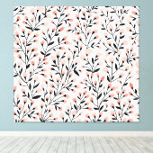 Doodle Flowers: Coral Bloemen Naadloos. Canvas Afdruk (Insitu (Houten vloer))