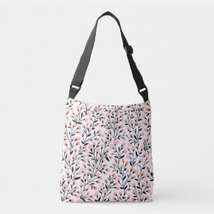 Doodle Flowers: Coral Bloemen Naadloos. Crossbody Tas