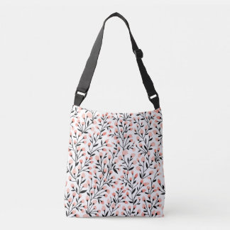 Doodle Flowers: Coral Bloemen Naadloos. Crossbody Tas