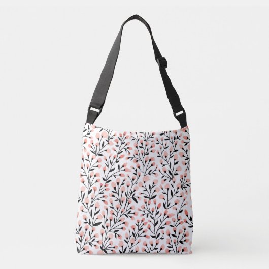 Doodle Flowers: Coral Bloemen Naadloos. Crossbody Tas (Voorkant)