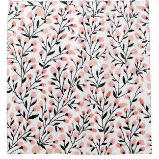 Doodle Flowers: Coral Bloemen Naadloos. Douchegordijn
