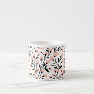 Doodle Flowers: Coral Bloemen Naadloos. Espresso Kop