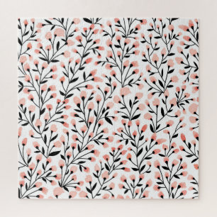 Doodle Flowers: Coral Bloemen Naadloos. Legpuzzel