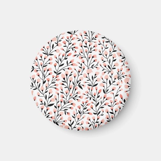 Doodle Flowers: Coral Bloemen Naadloos. Magneet (Voorkant)