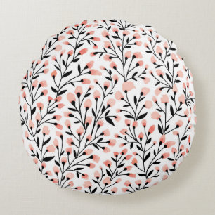 Doodle Flowers: Coral Bloemen Naadloos. Rond Kussen