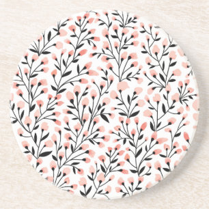 Doodle Flowers: Coral Bloemen Naadloos. Zandsteen Onderzetter