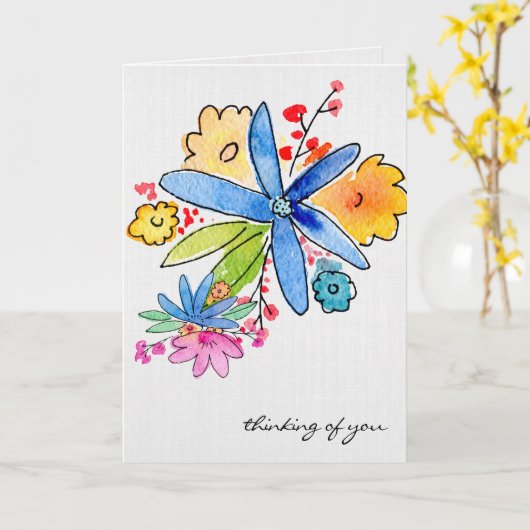 Doodle Flowers denking of you Kaart (Gele Bloem)