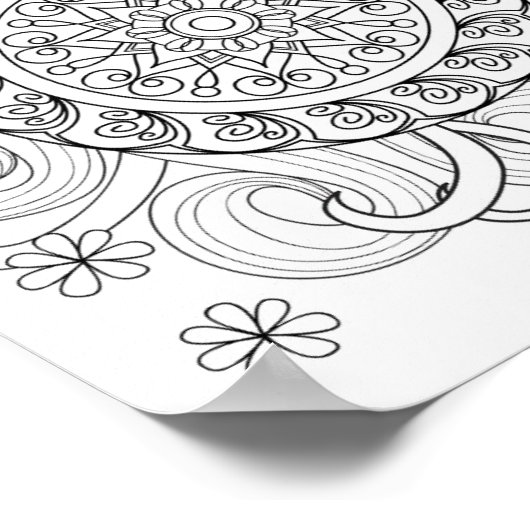 Doodle Flowers en Mandalas 2 Poster (Hoek)