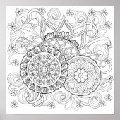 Doodle Flowers en Mandalas 2 Poster (Voorkant)