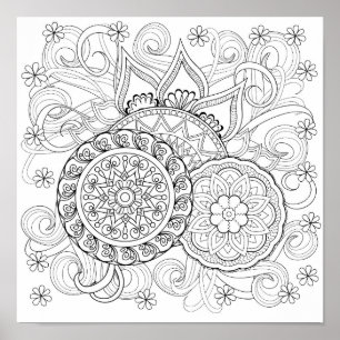 Doodle Flowers en Mandalas 2 Poster