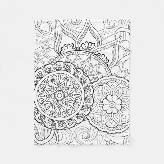 Doodle Flowers en Mandalas Fleece Deken (Voorkant)