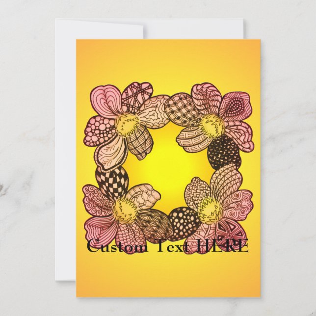 Doodle Flowers in Peach, Oranje, en Goud (Voorkant)