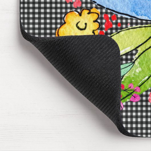 Doodle Flowers on Gingham Muismat (Hoek)