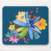 Doodle Flowers op blauw Muismat (Voorkant)
