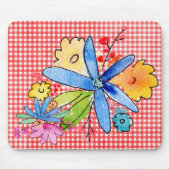 Doodle Flowers op Gingham Muismat (Voorkant)