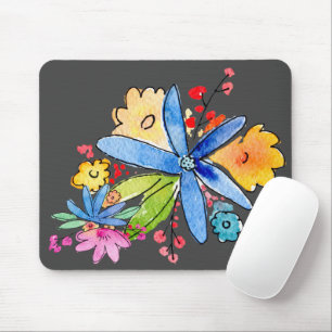 Doodle Flowers op grijze Muismat
