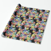 Doodle Flowers Wrapping Paper Cadeaupapier (Uitgerold)