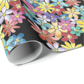 Doodle Flowers Wrapping Paper Cadeaupapier (Rol Hoek)