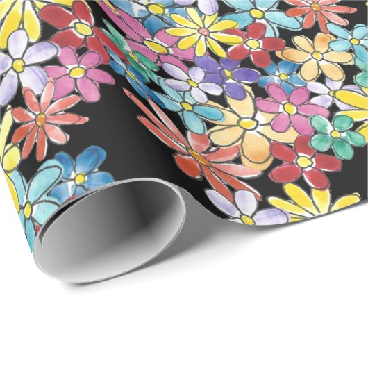 Doodle Flowers Wrapping Paper Cadeaupapier (Rol Hoek)