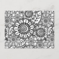 Doodle Folk Art Floral Line Drawing Pattern
