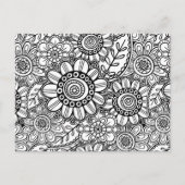 Doodle Folk Art Floral Line Drawing Pattern Briefkaart (Voorkant)