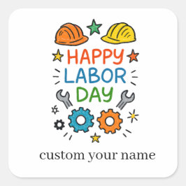 Doodle Fun Labor Day Vierkante Sticker