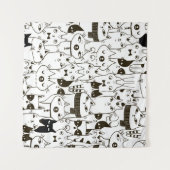 Doodle funny cats seamless pattern.  wandkleed (Voorkant (horizontaal))