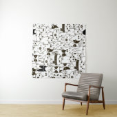 Doodle funny cats seamless pattern.  wandkleed (In Situ (horizontaal))